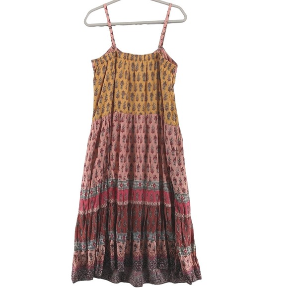 Knox Rose Floral Dress XS Red Boho ALine Tiered Midi Sweetheart Layer Sleeveless - Picture 3 of 13